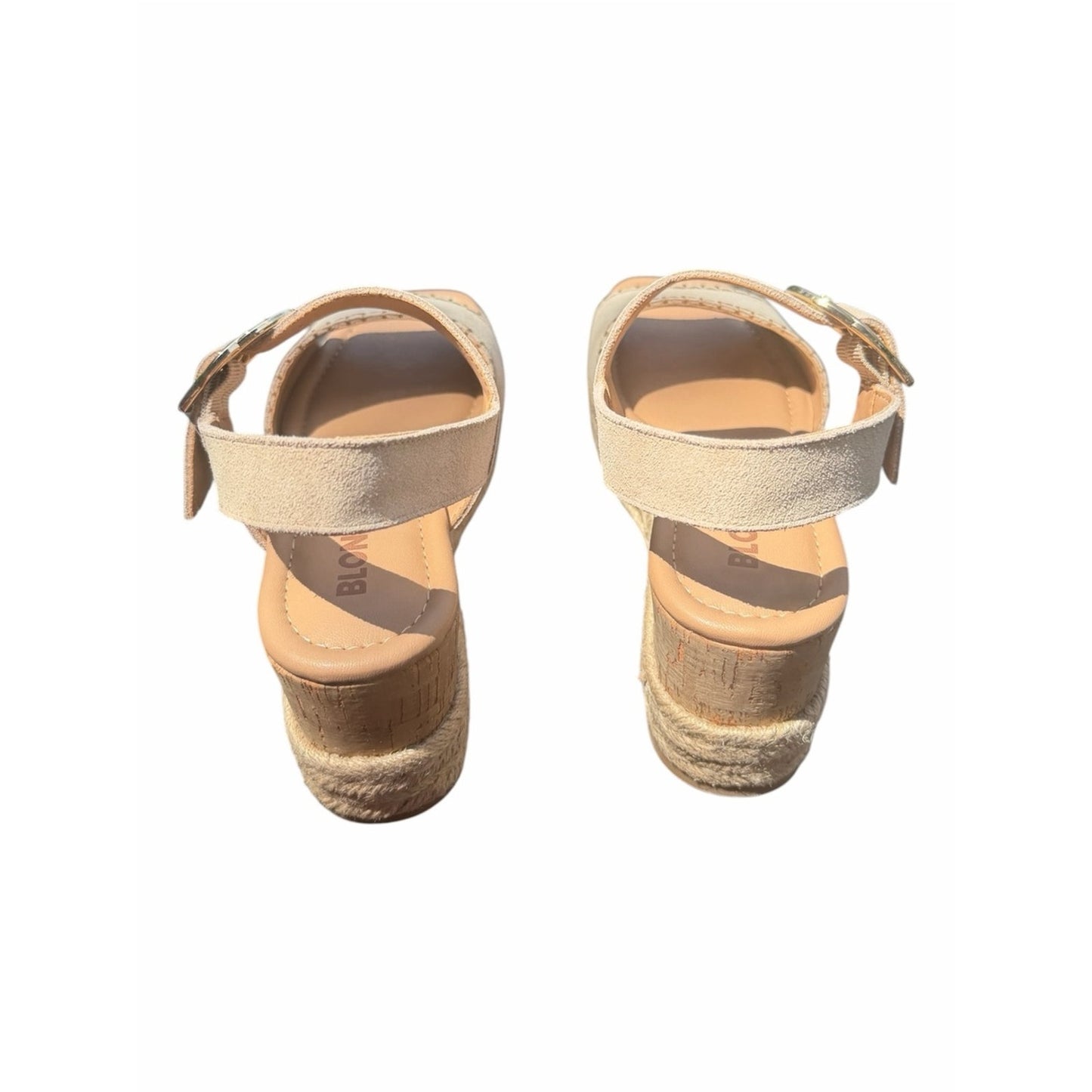 Blondo Leather Espadrille Wedge Sandals Nude Beige Size 10 NEW In Box