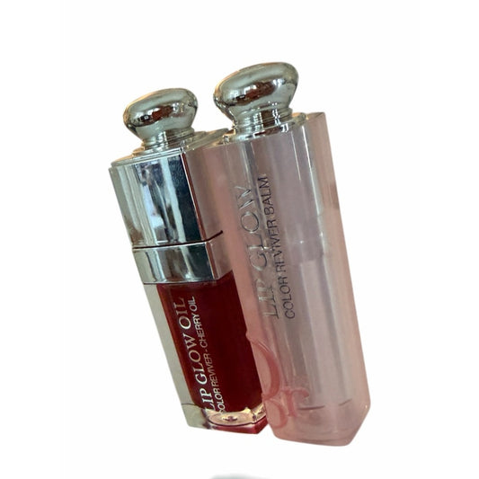 Dior Full Size Cherry Lip Glow Oil Reviver 062 + Lip Glow 039 w/ Dior Pouch New