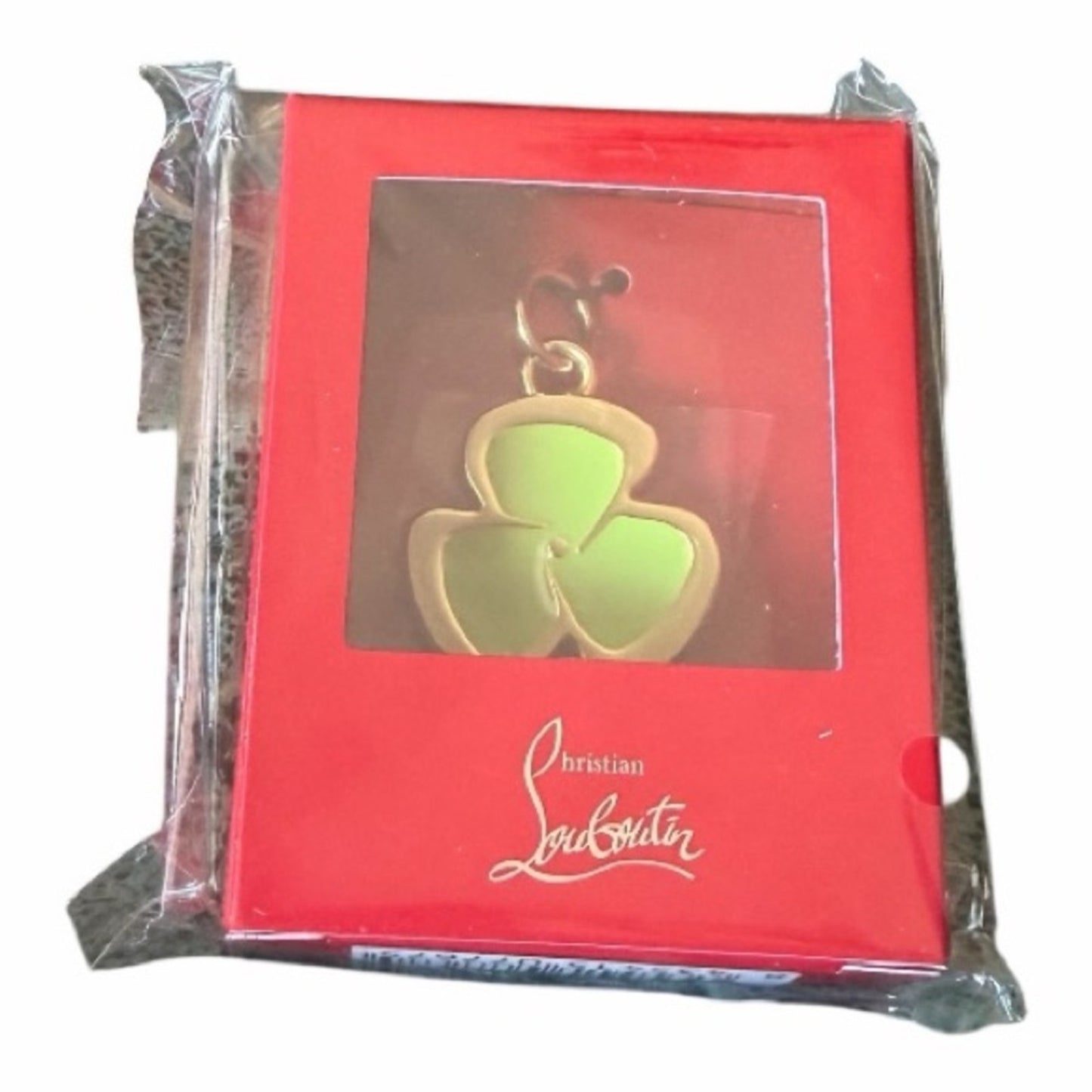 Christian Louboutin Clover Charm in Gold and Green NIB