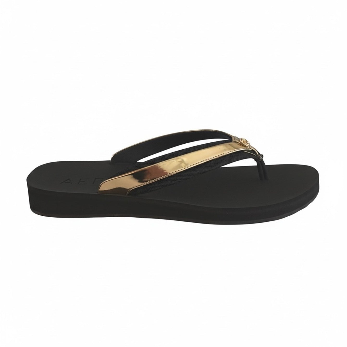 Aerosoles Jace Gold Mirror Flip Flop Sandals 9.5M Comfort Thong NWT