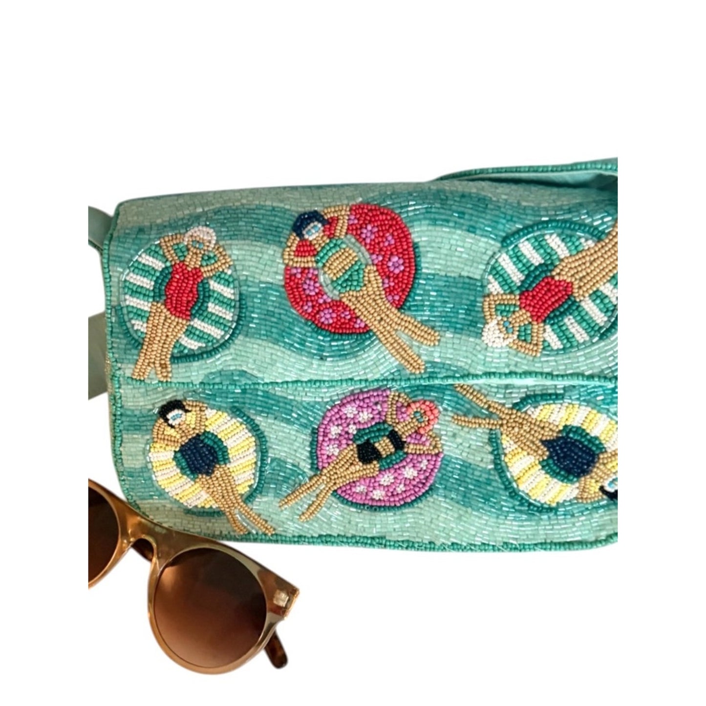 Beaded Statement Shoulder Bag | Resort Vacation Miami Art Deco Style Purse NWT