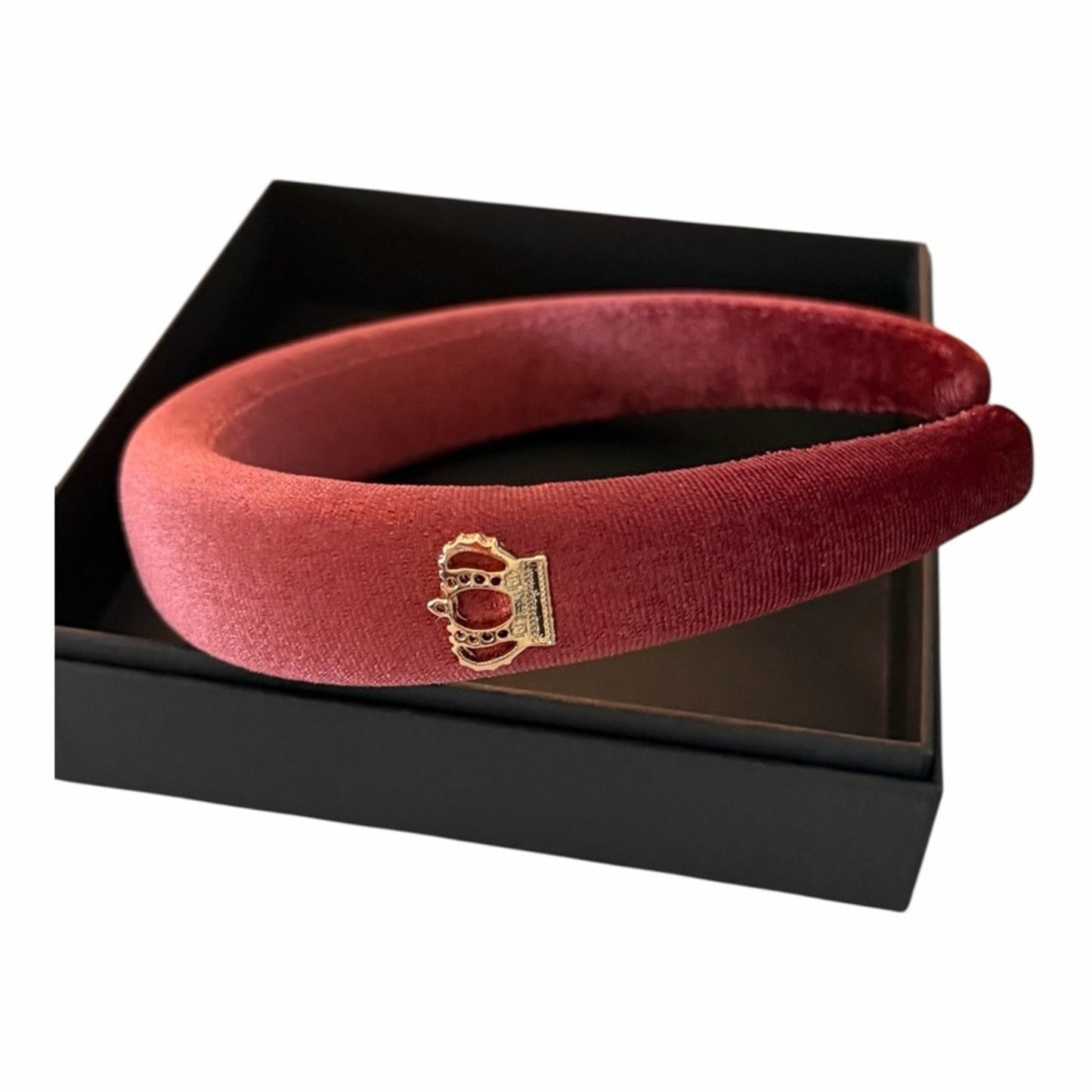 Dolce & Gabbana Velvet Crown Headband Burgundy Luxury Hair Accessory NIB