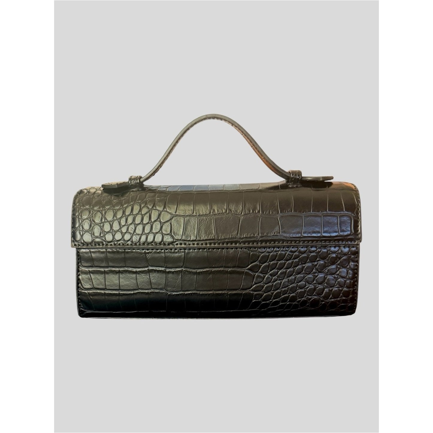 Aqua Black Croc Embossed East West Shoulder Bag Crossbody NWT