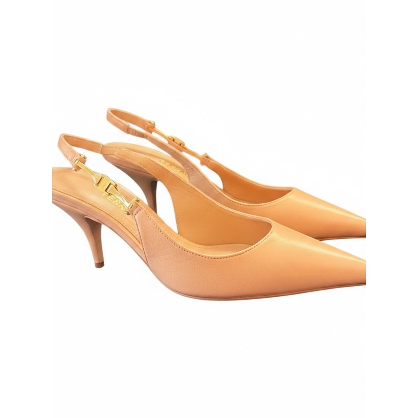 Ferragamo Tally 70 Amaretti Leather Slingback Pumps 8C Wide NIB