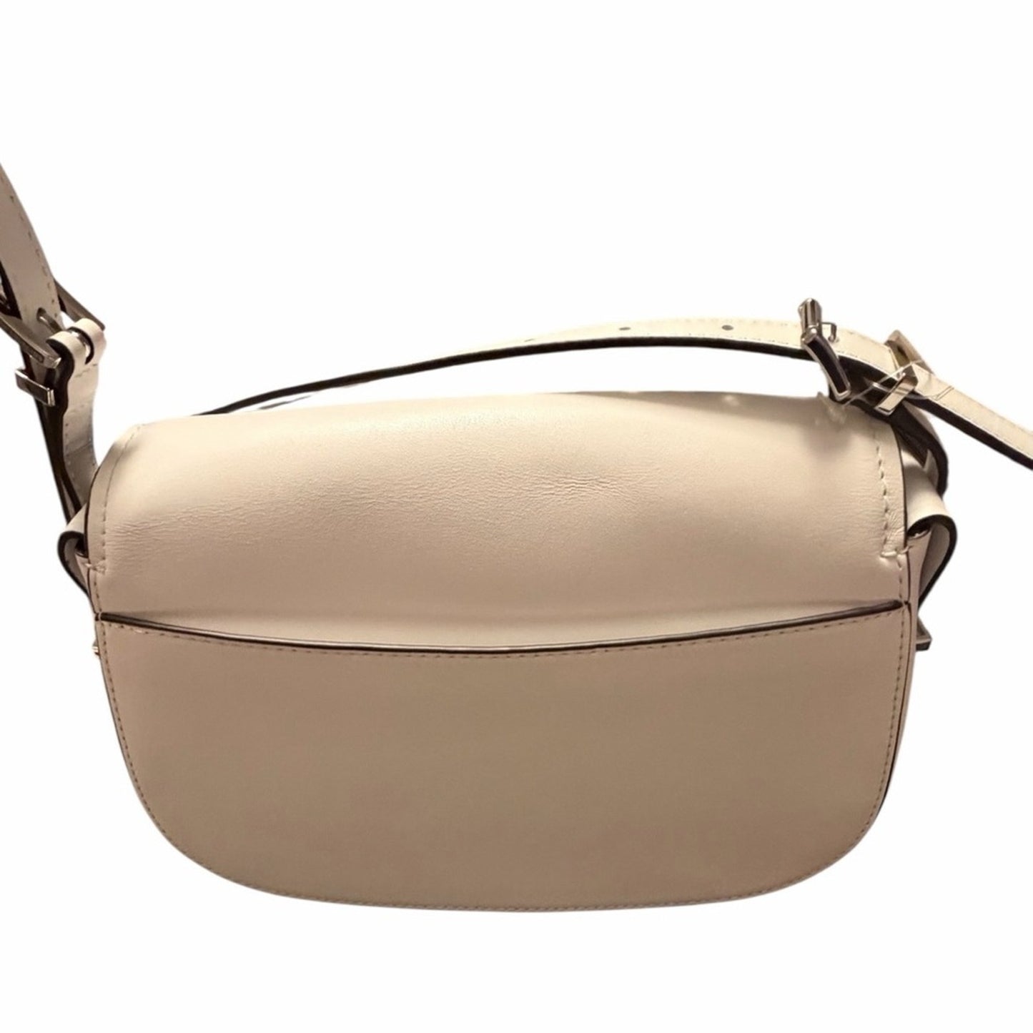 Michael Kors Lydia Medium Flap Messenger Crossbody Bag Optic White Leather NWT