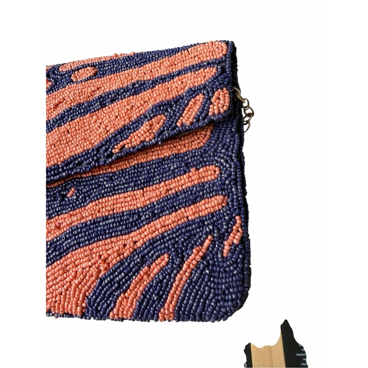 On 24th NWT Hand Beaded Envelope Clutch & Crossbody Bag Coral Pink Purple