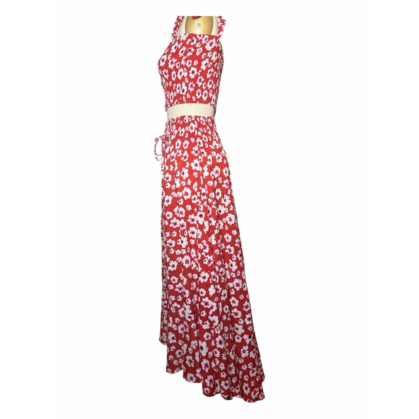Tiare Hawaii NWT Floral Two Piece Resort Dress Set Medium One Size Fits S/M/L