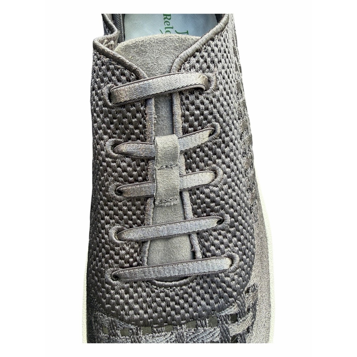 Jambu Lilac Charcoal Leather Knit Elastic Lace Comfort Travel Sneakers 8.5 NIB