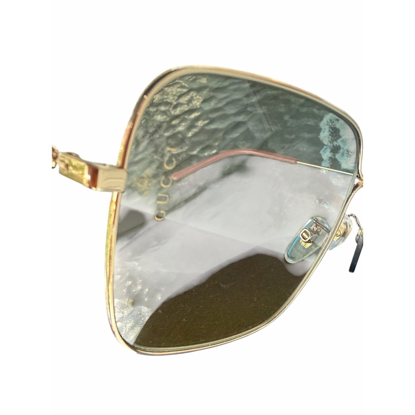 NWT Gucci GG0438S Gold Metal Square Sunglasses Grey Lens 60□17-140 Made in Italy