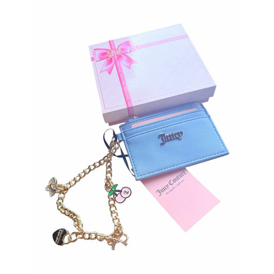 Juicy Couture Baby Blue Charm Card Case Wallet NWT+ Box