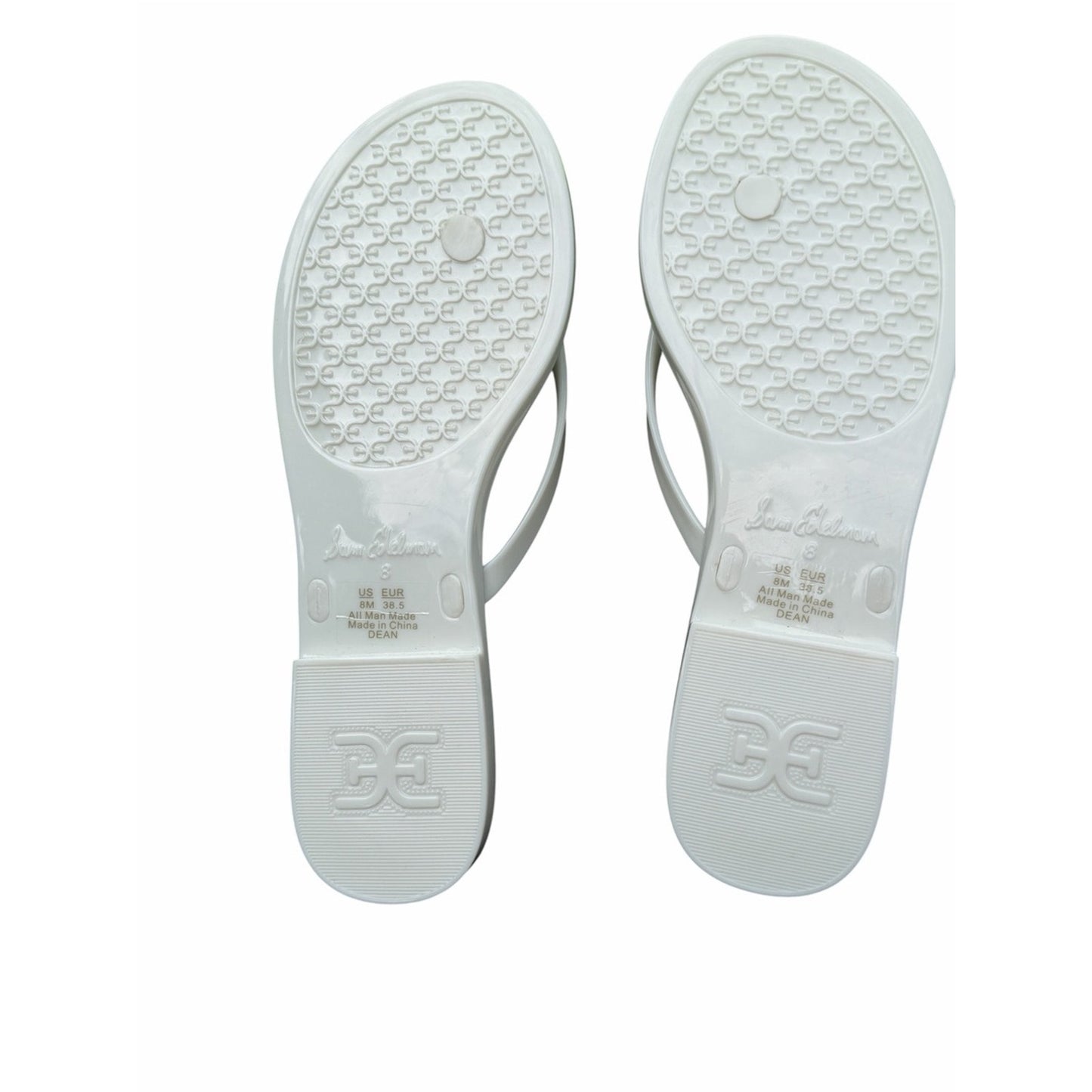 Sam Edelman Dean Jelly Flip Flops White Logo Sandals Size 8 New In Box