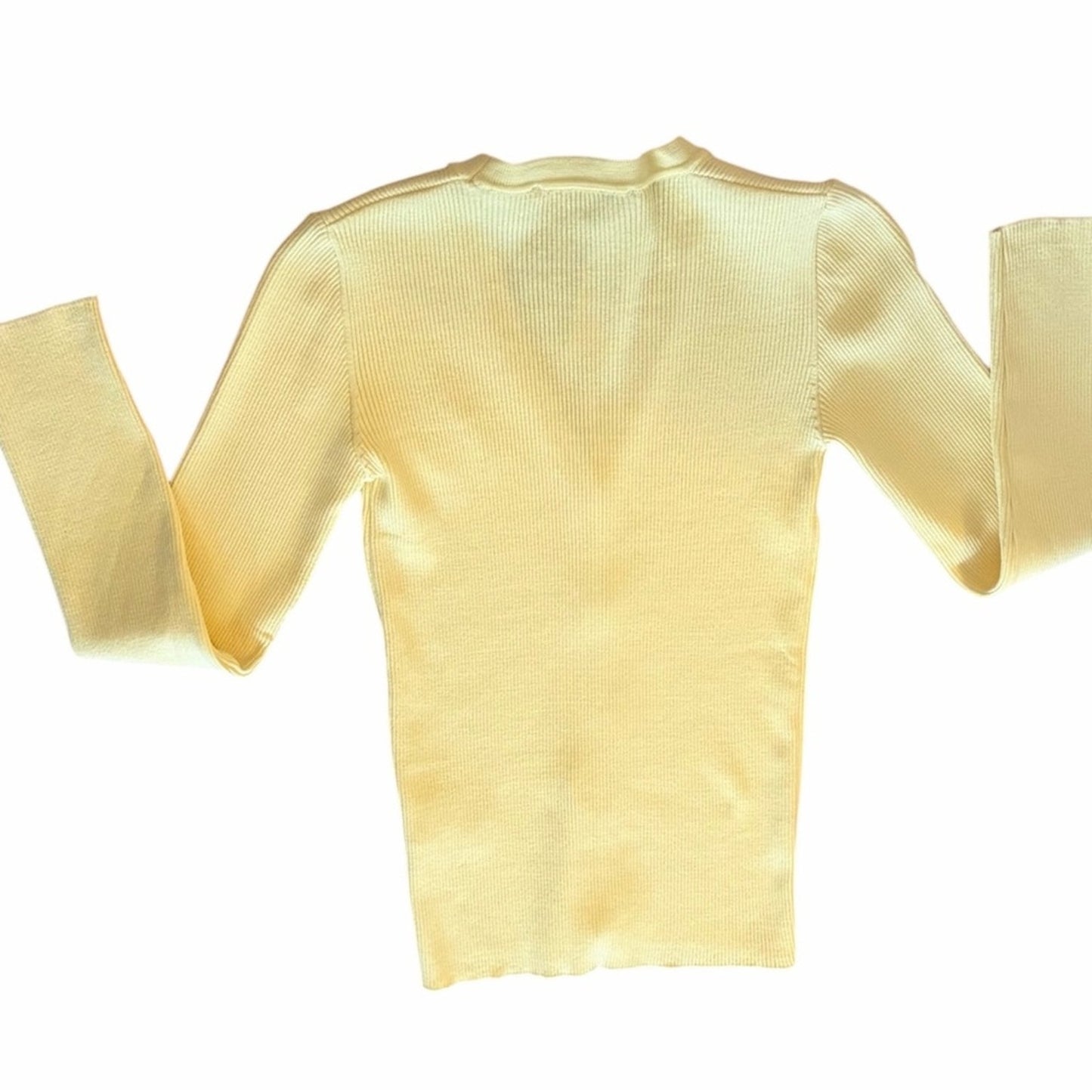 Joshua Sanders Smiley Ribbed Cardigan - Butter Yellow - Size L - NWT