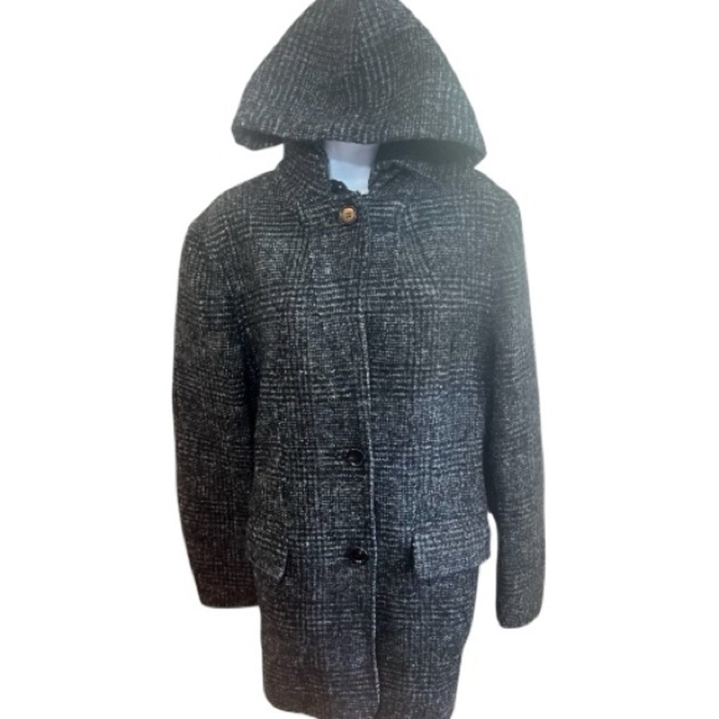 THAKOON Hooded Tweed Coat Blazer Gray Women’s New