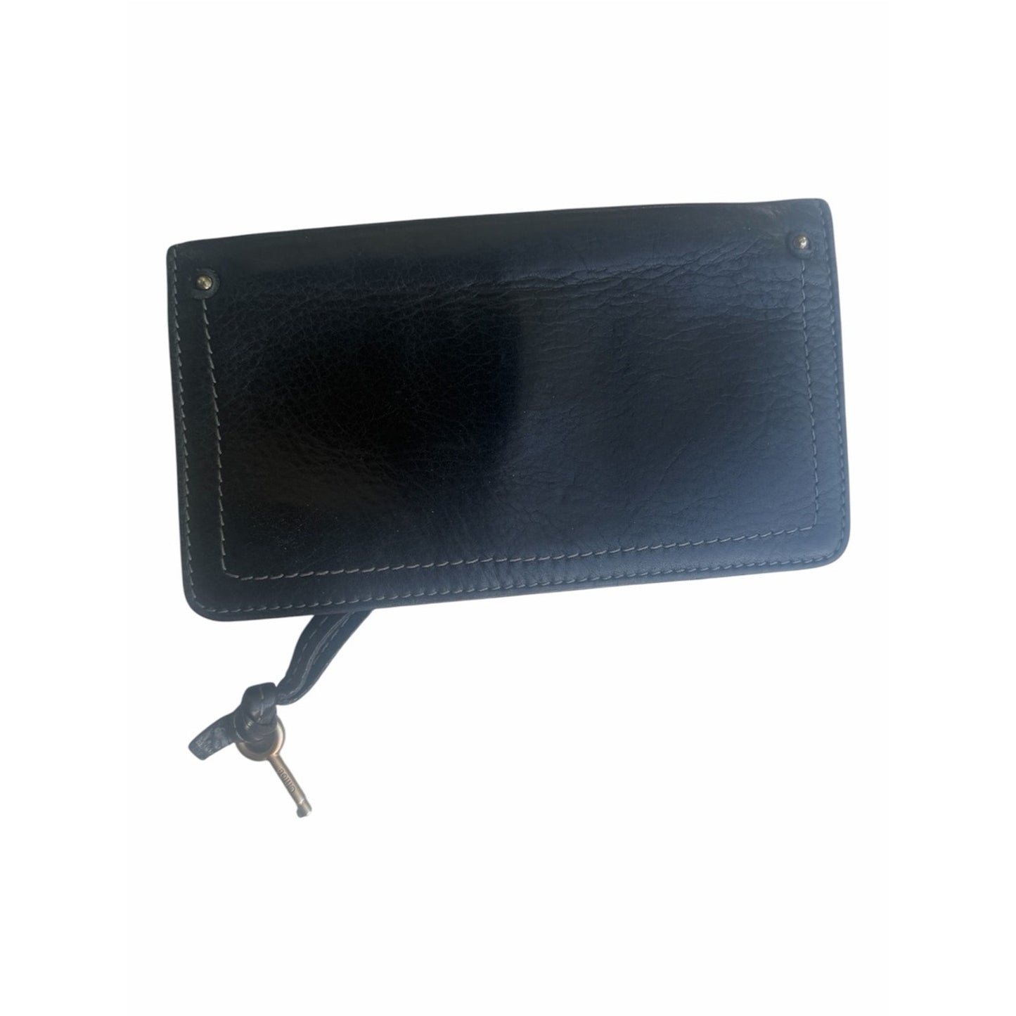 CHLOÉ Paddington Black Leather Continental Wallet w/ Original Padlock & Key Y2K