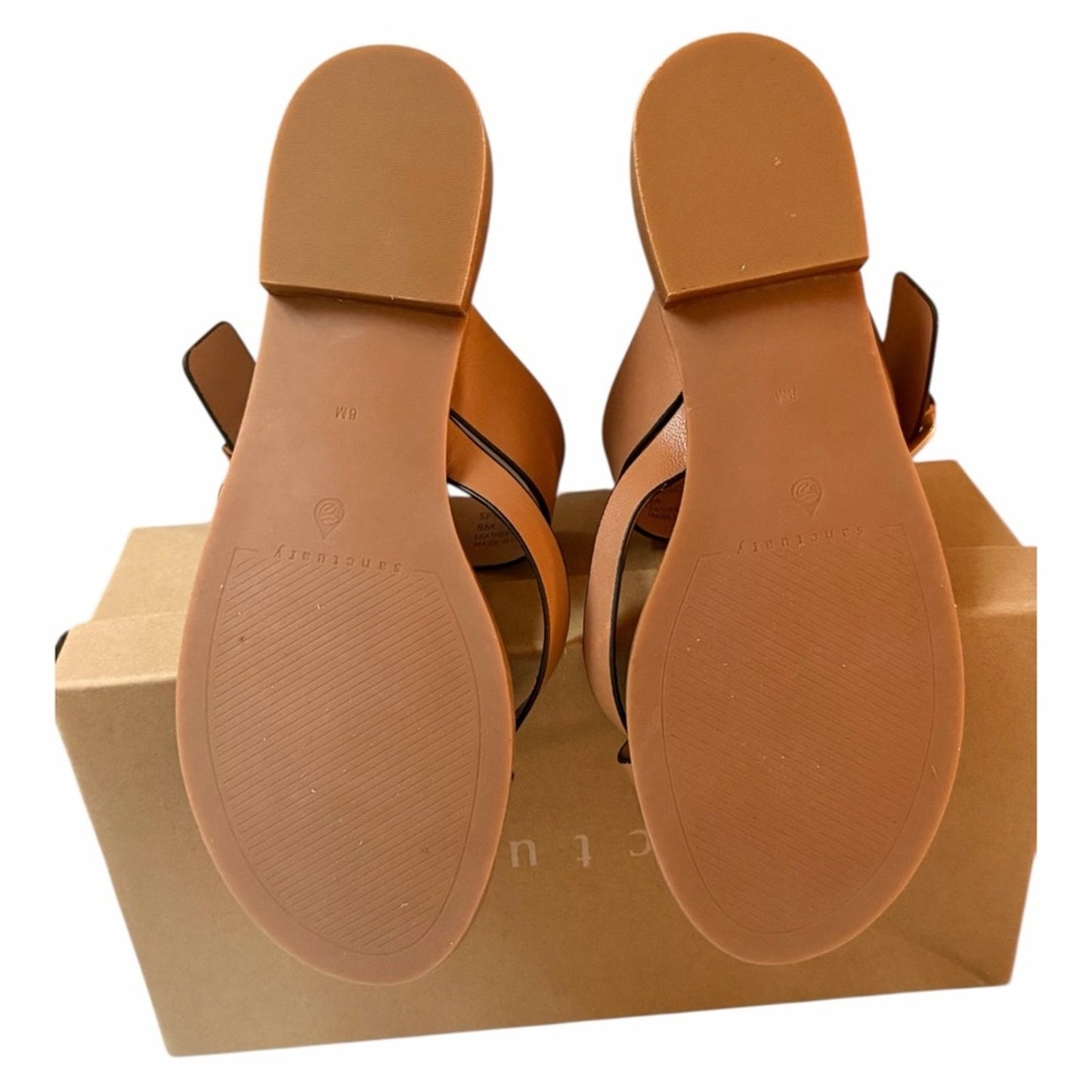 Sanctuary Lion Spring Sandals Size 8 NIB Tan Leather Minimalist Summer Slide
