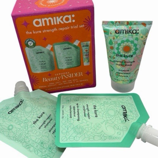 NIB Sephora Birthday Gift Set Amika The Kure Strength Repair Set - Shampoo Mask