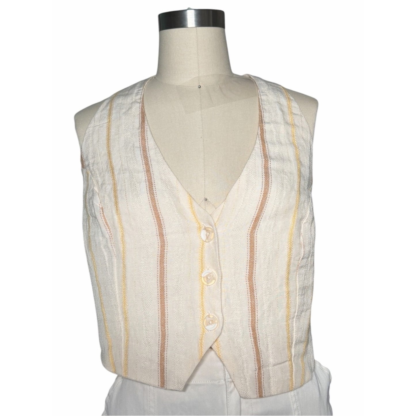 L*Space Beach House Vest NWT Medium Backless Halter Linen Blend Tie Crop Top