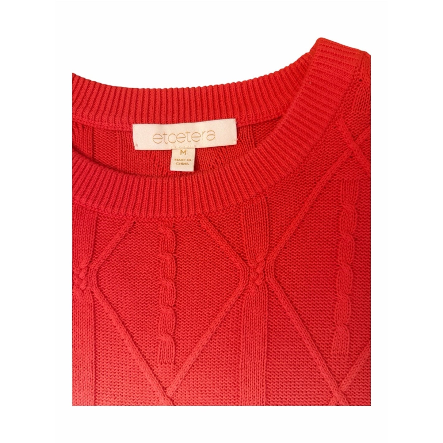 Etcetera Ombre Cotton Cable Knit Sweater NWT Medium Coastal Resort