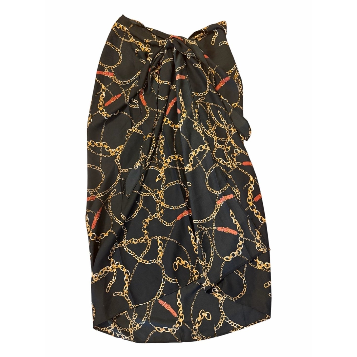 NWT Walter Baker Chain Print Sarong Wrap Skirt Beach Cover Up One Size Fits Most