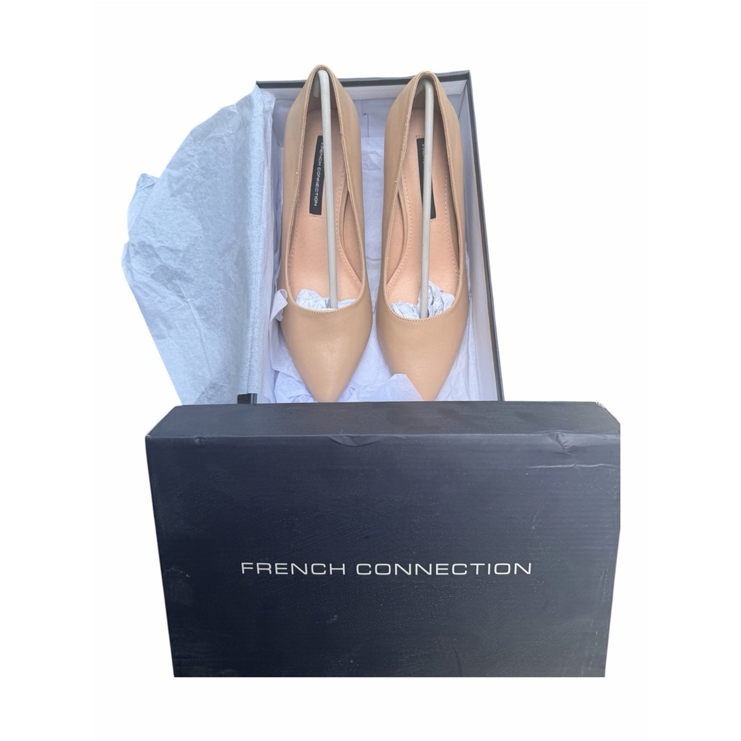 French Connection Nude Pointed Toe Pump Size 7.5 Vegan Leather Classic Pumps NIB