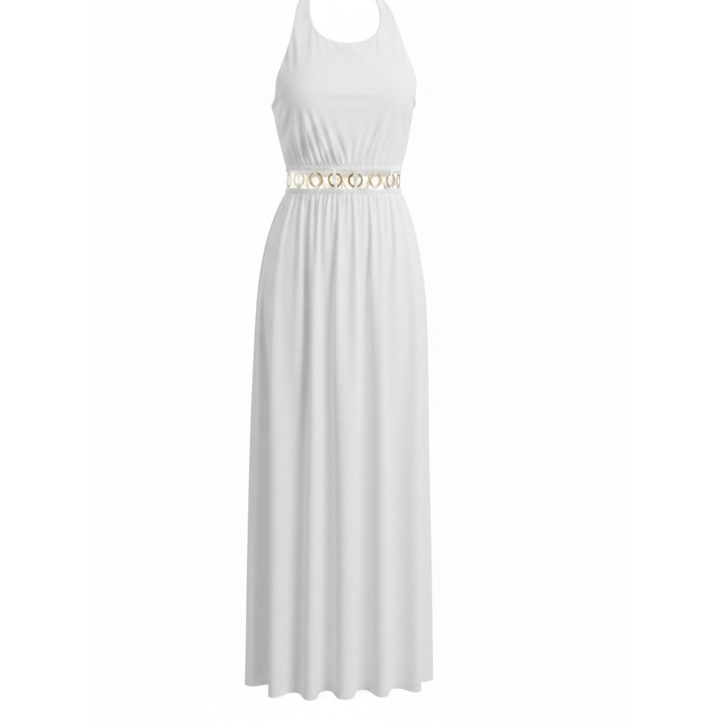 Tiare Hawaii Tidal Wave White Shell Cutout Maxi Dress NWT Size Med
