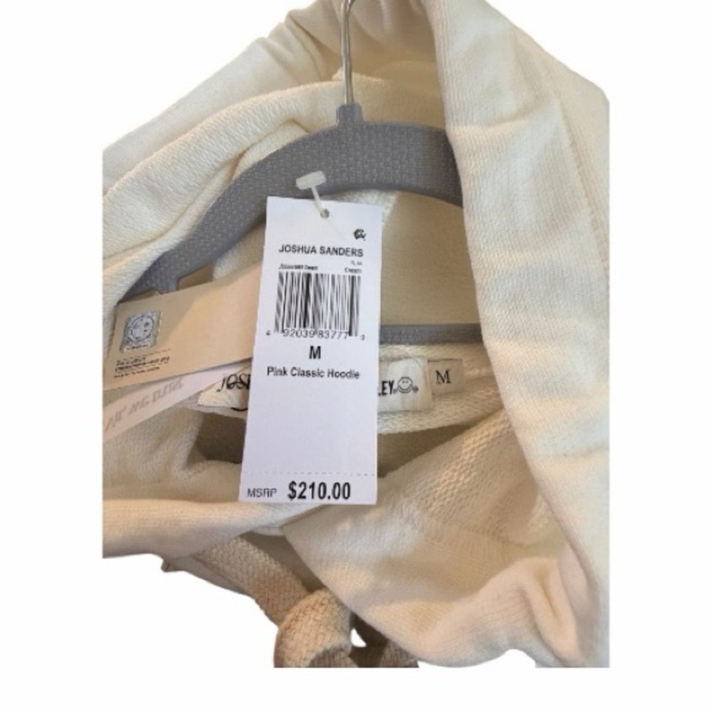 Joshua Sanders White Hoodie with Pink Smiley Face