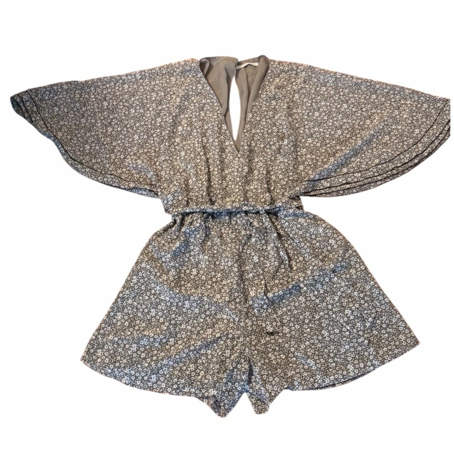 Rebecca Minkoff Floral Wrap Romper Flutter Sleeve Pockets Bloomcore Boho M