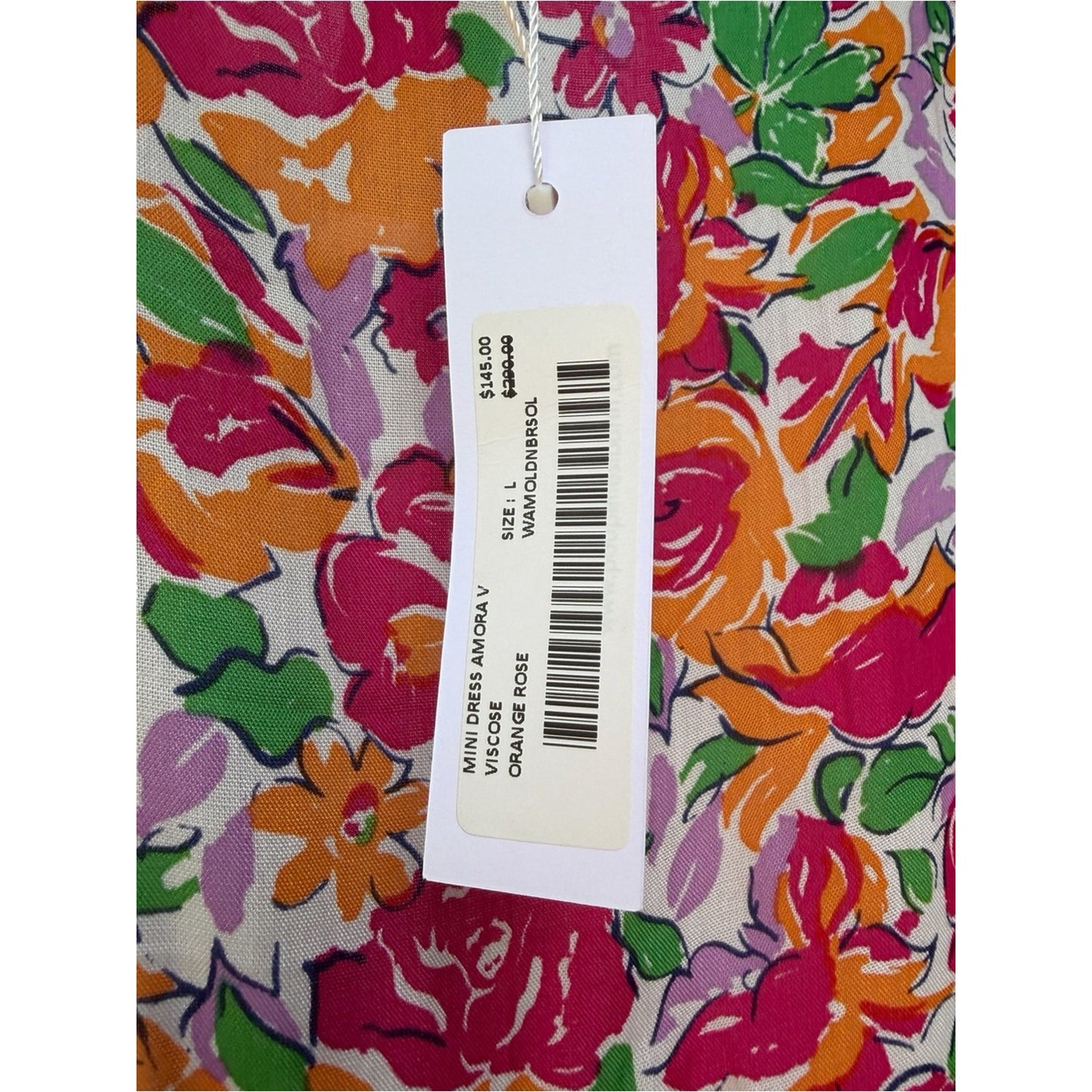 Poupette St. Barth Amora Mini Dress Orange Rose Floral NWT Large Button Front