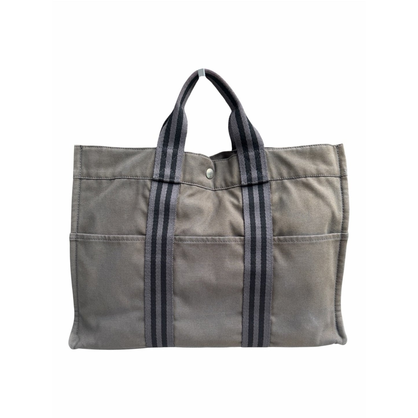 Hermès Fourre Tout MM Tote Bag Taupe Olive Gray Canvas Large Carryall
