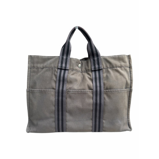 Hermès Fourre Tout MM Tote Bag Taupe Olive Gray Canvas Large Carryall