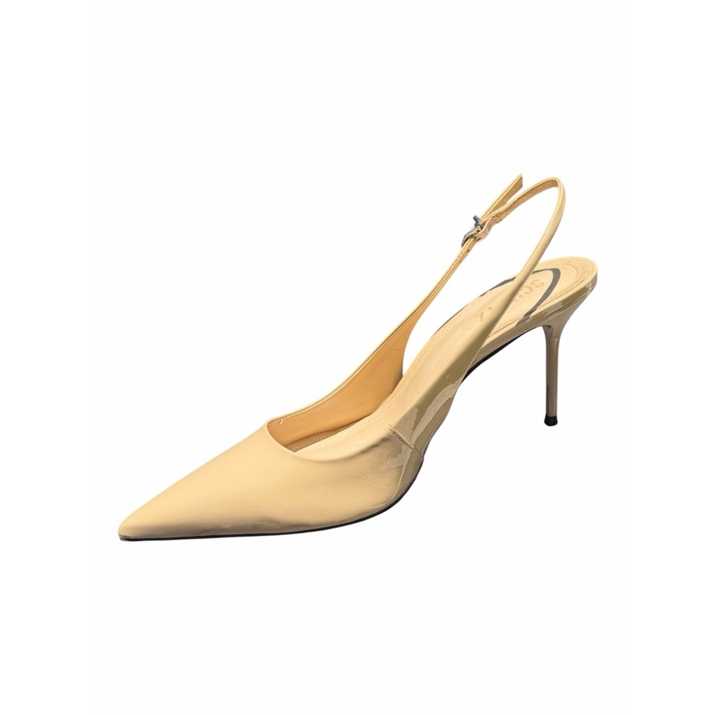 Schutz Paola Slingback Pumps Nude Patent Leather Pointed Toe Heels 10 NIB
