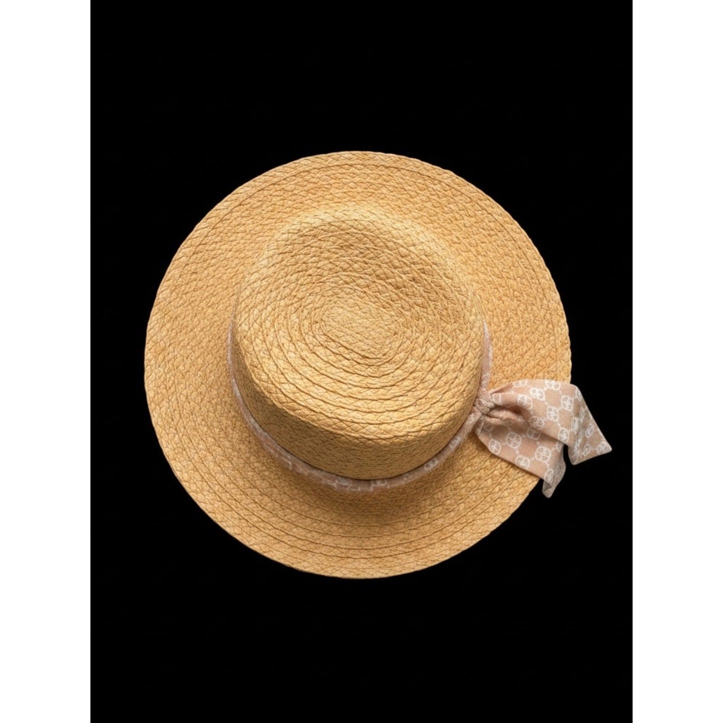 Gianni Bernini Straw Boater Hat NWT Camel Ribbon Resort Coastal Chic