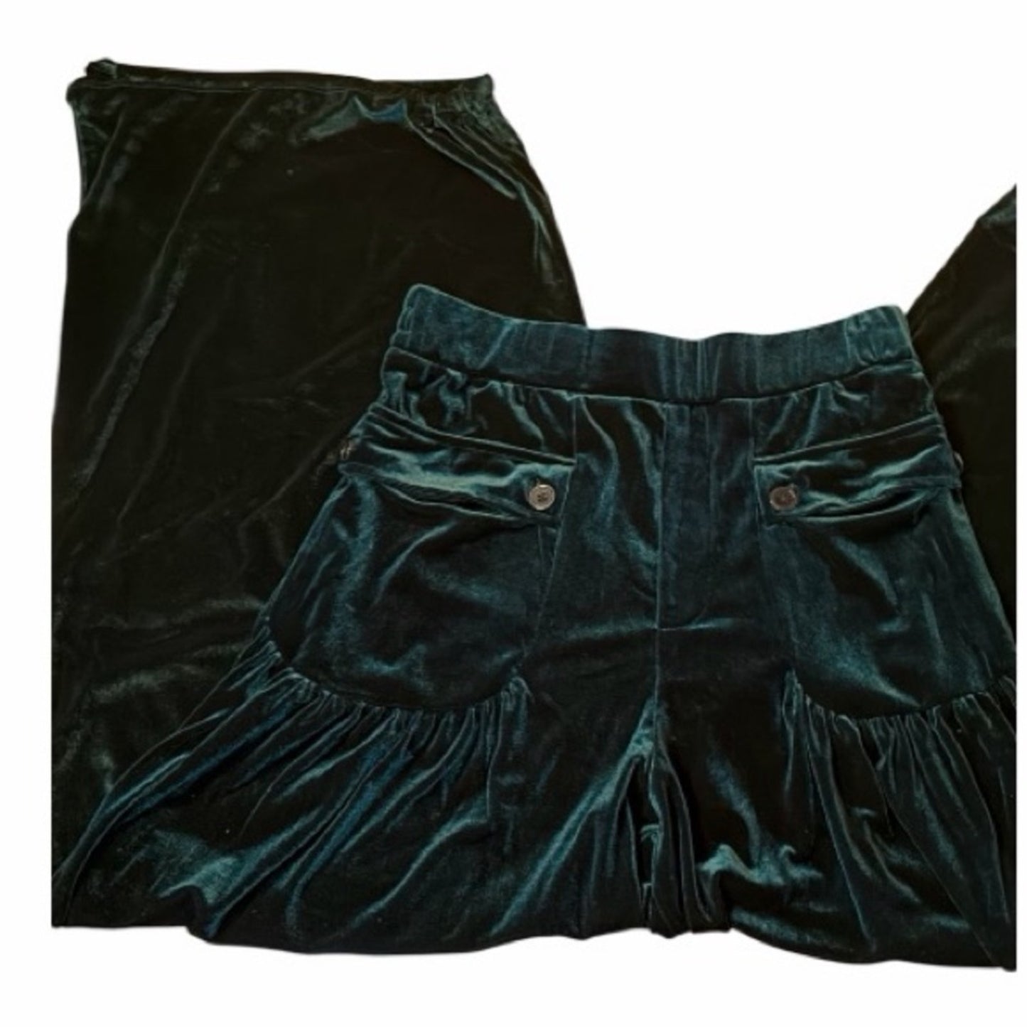Halara Mid Rise Emerald Green Wide Leg Velvet Pants w/ Pockets NWT Size Med