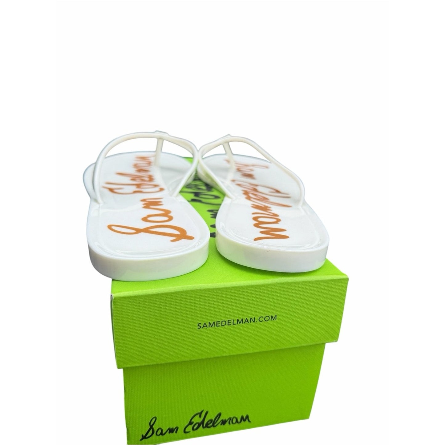 Sam Edelman Dean Jelly Flip Flops White Logo Sandals Size 8 New In Box