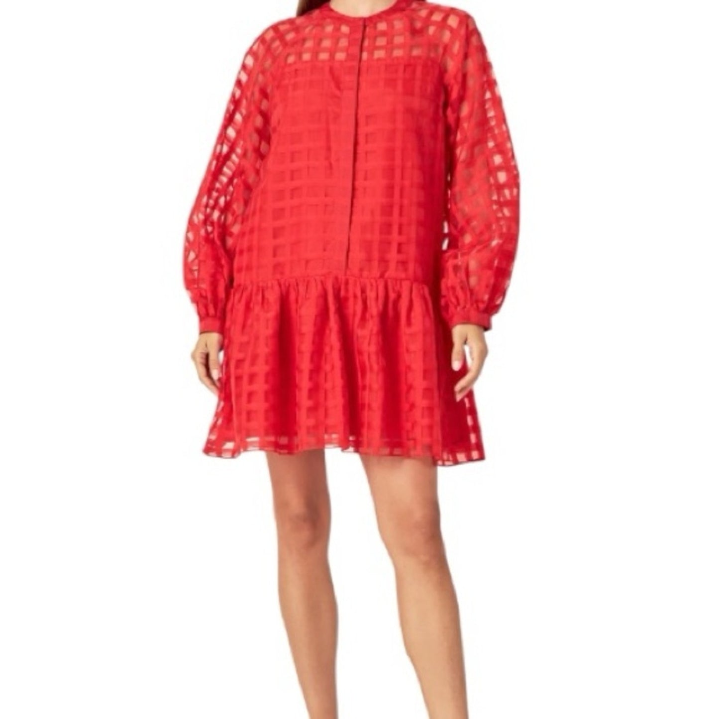 NWT Tuckernut Red Sheer Organza Checkered Mini Dress Women's Size M