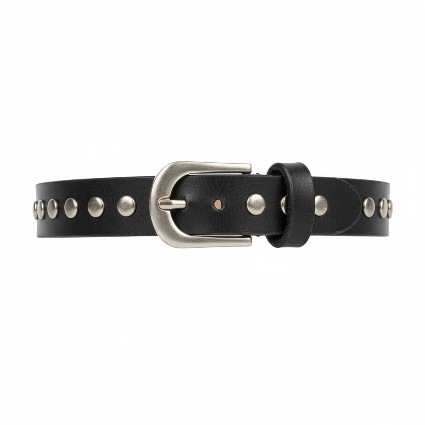 B-Low The Belt Liz Studded Leather Belt Black Silver Size L - 35–38 Waist NWT