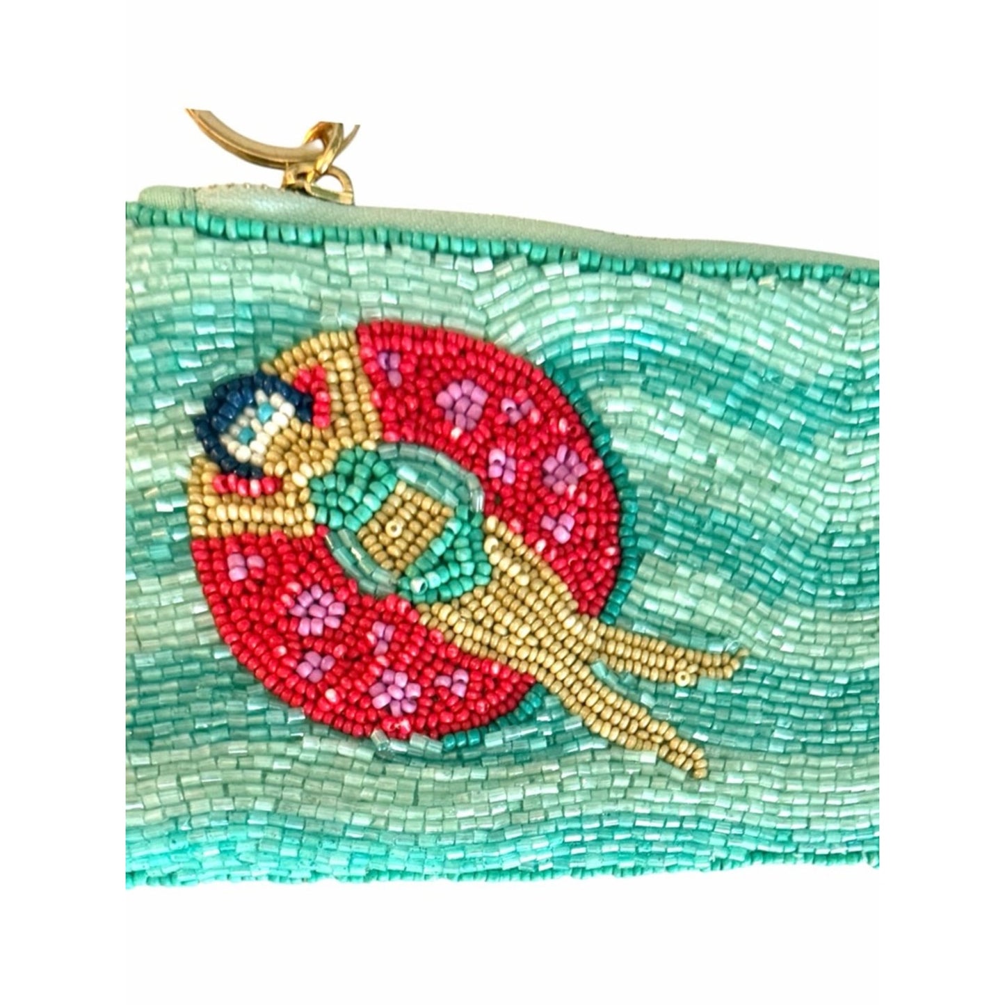 Beaded Coin Purse Mini Clutch Wristlet Style Zip Tassel Bag Coquette Girl NWT