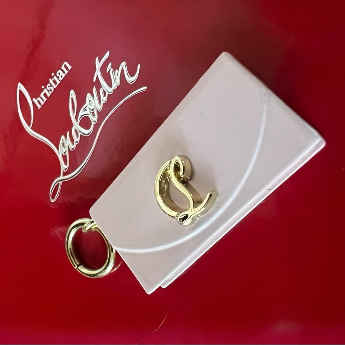 Christian Louboutin Blush Colored Charm Handbag with Gold Detail  NIB