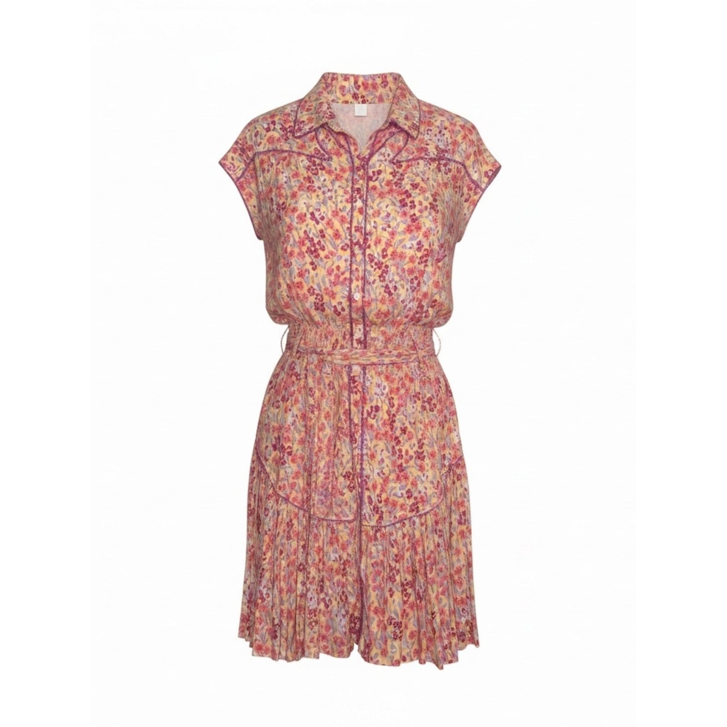 Poupette St Barth Margo Lace Mini Dress Purple Daffodil Floral Size L NWT