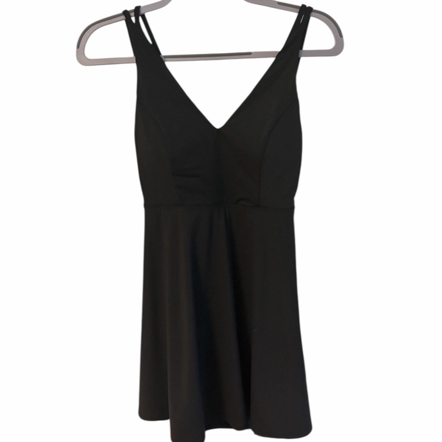 Halara WADRESS Black Strappy Skater Back Fit & Flare Dress Size M Balletcore NWT