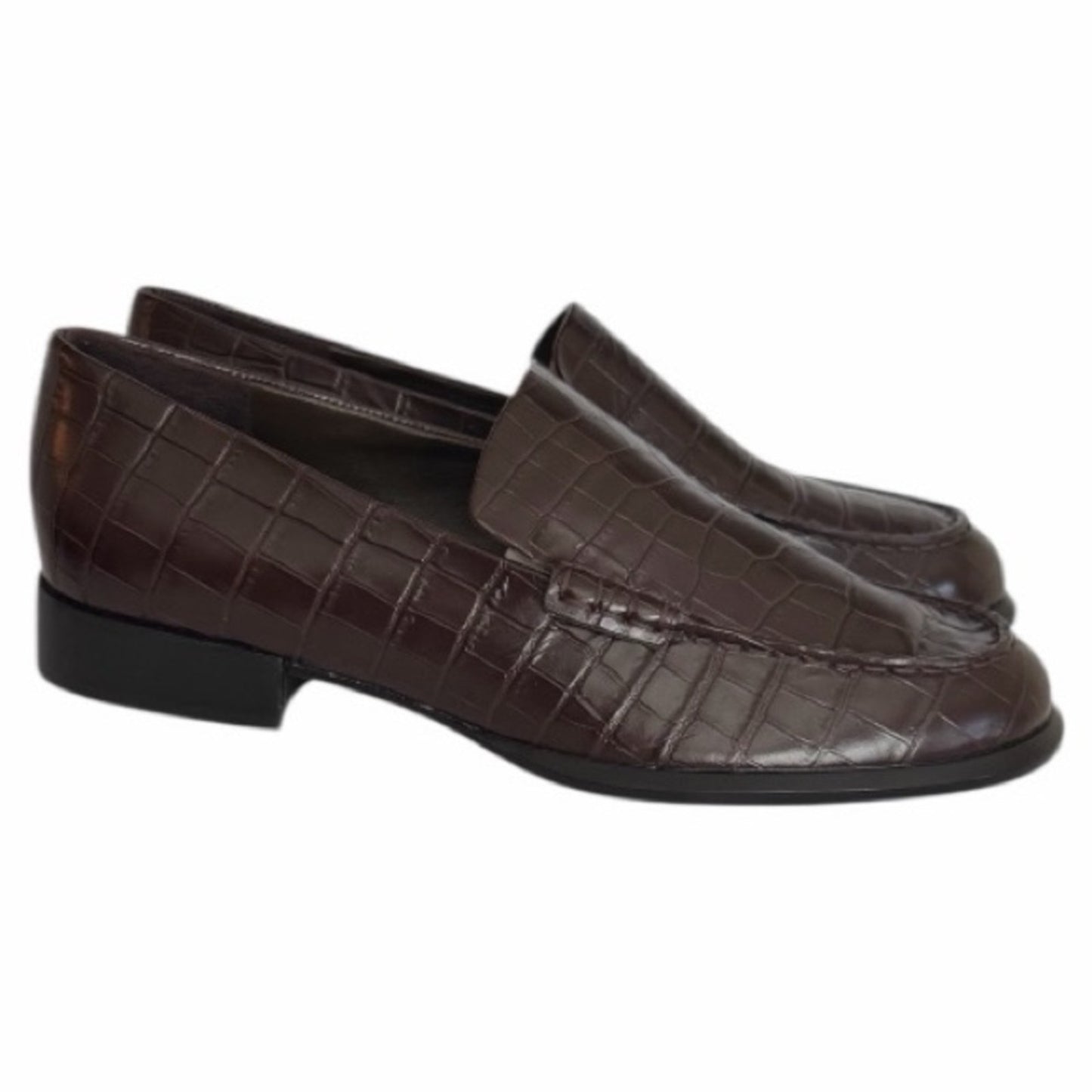 Vince Naomi Cacao Brown Croc-Embossed Leather Loafers |NIB | 7.5 | Made in Italy