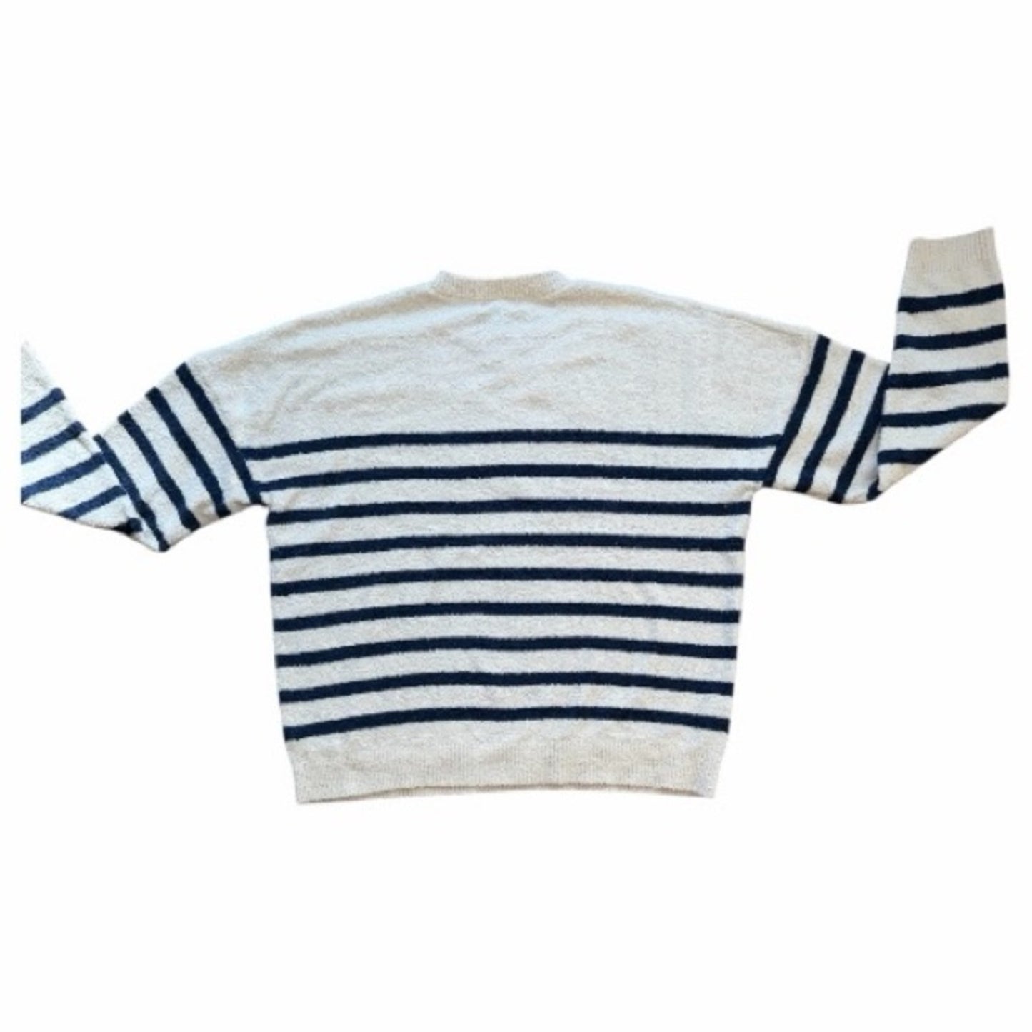 AQUA Navy & Cream Striped Crewneck Sweater | Bloomingdale’s Exclusive Women’s L