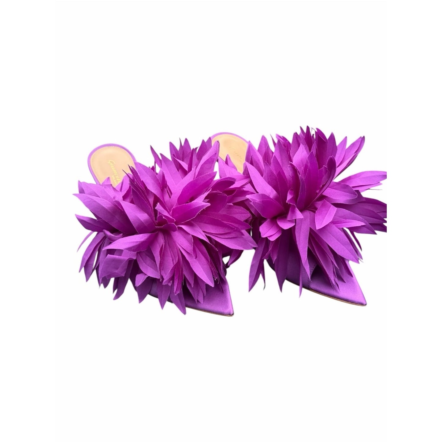 Gianvito Rossi Daniah Orchid Floral Satin Mules Size 39 NIB