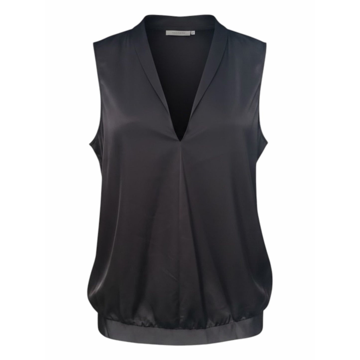 NWT Ramy Brook Jilly Black Satin Charmeuse Sleeveless V-Neck Blouse Small