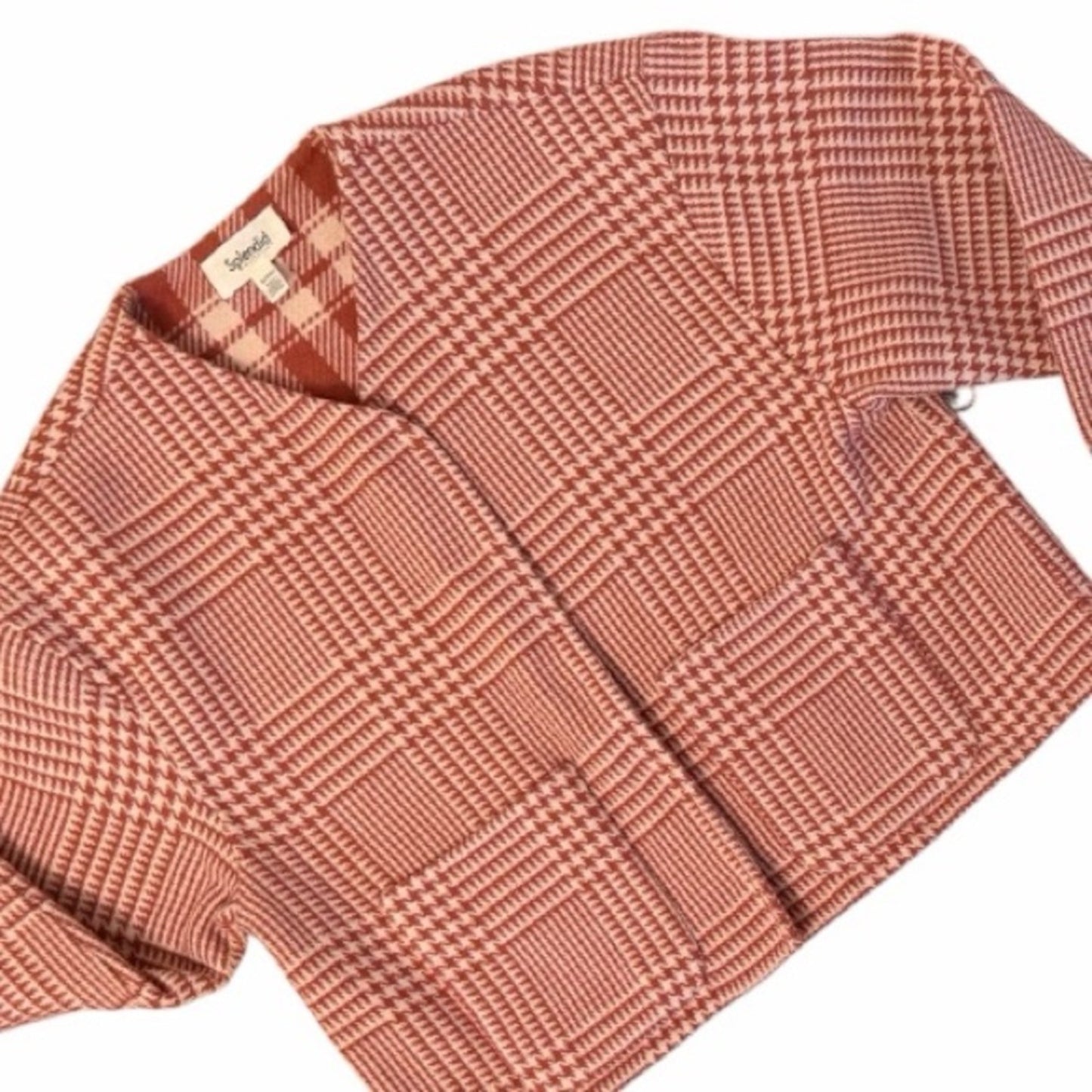 Splendid Reversible Tiffany Plaid 
Jacket - Pink/Cream - Snap Front -Size XS NWT