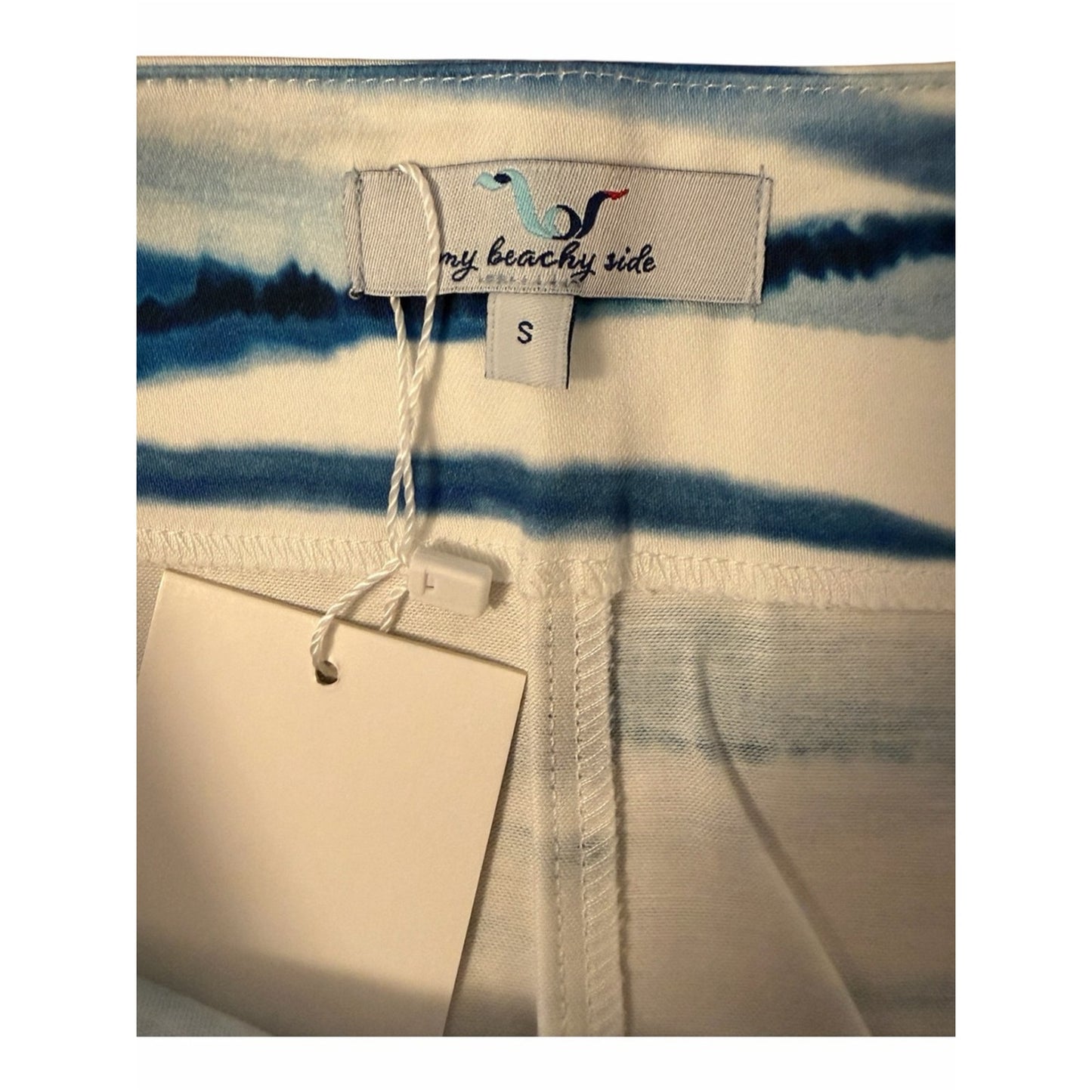 My Beachy Side Beaded Shorts Blue White High Rise Anthropologie Boho NWT Small