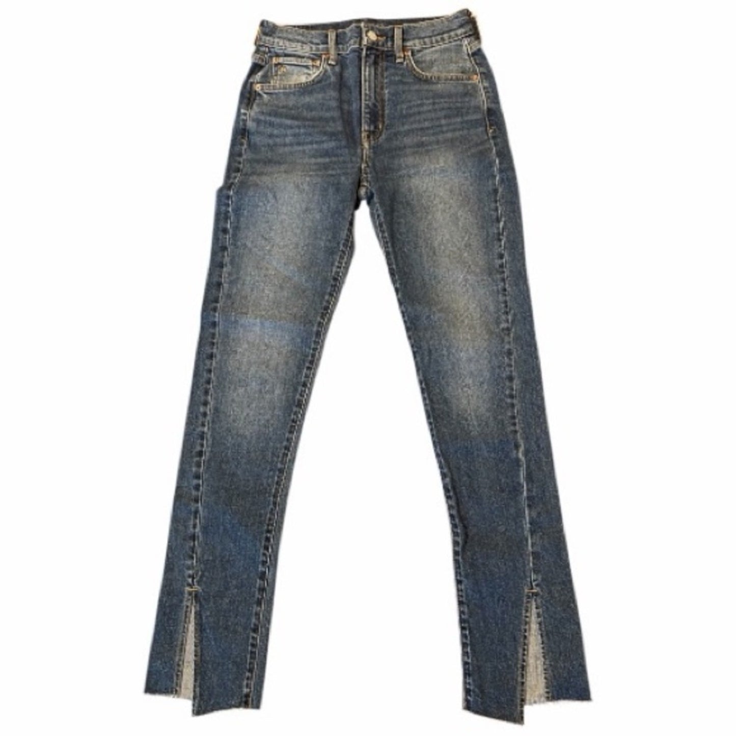 NWT Etica Rialto Twisted Seam Slim Split Hem Jeans Womens Size 27 Blue Denim