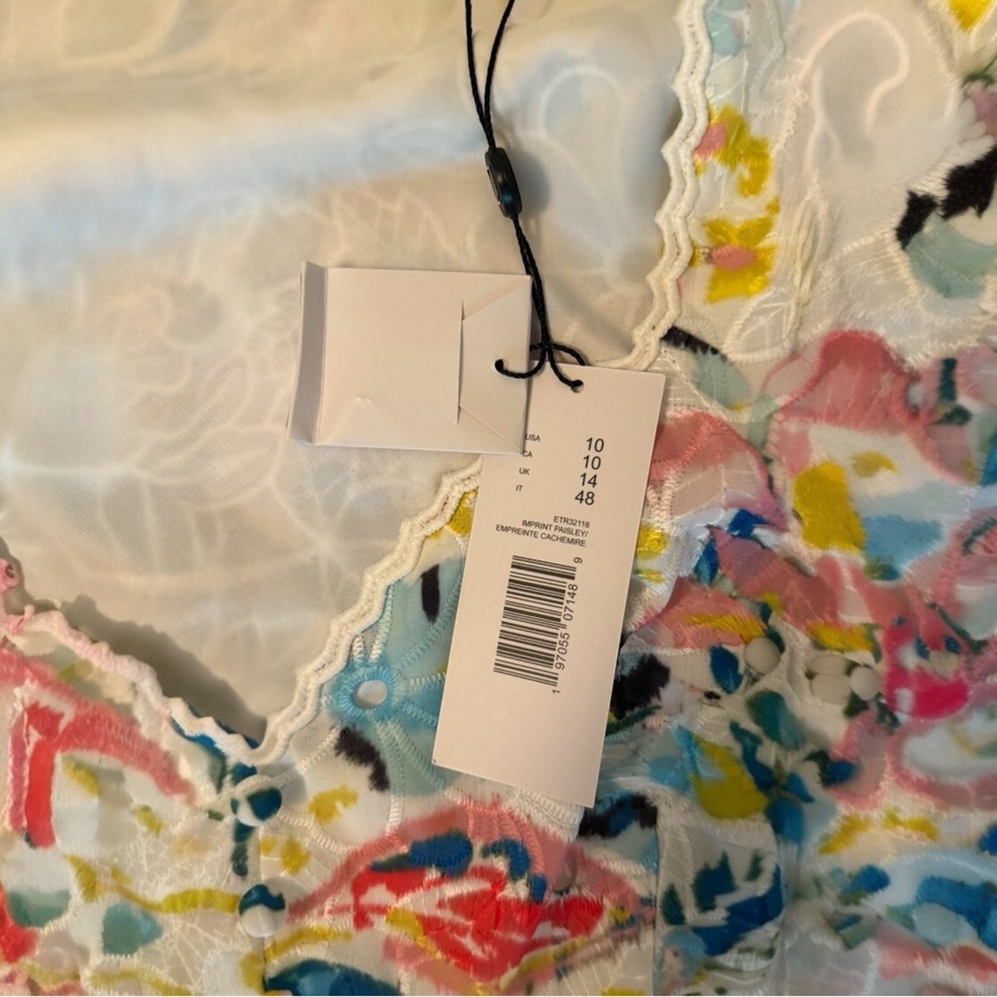 Elie Tahari Romantic Floral Eyelet Peplum Puff Sleeve Designer Top NWT Size 10