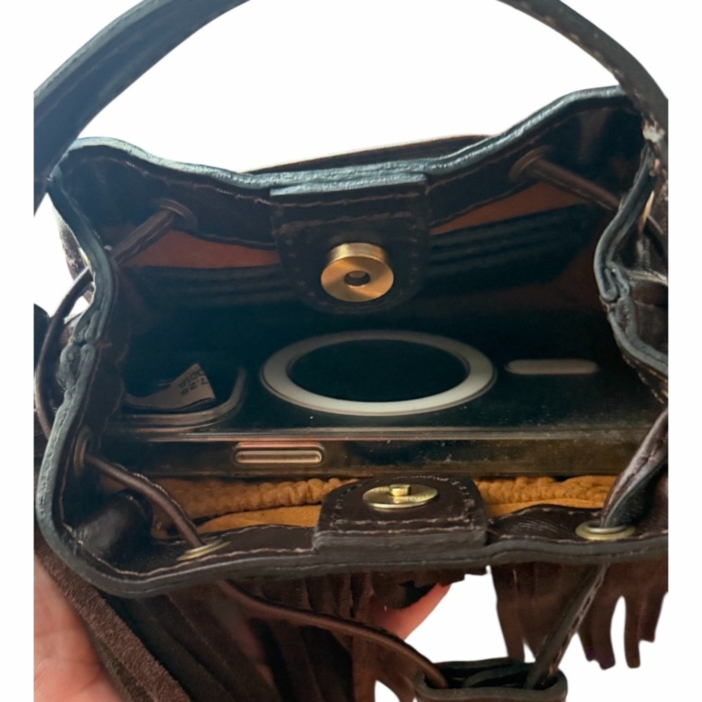 Patricia Nash Mini Elisa Fringe Bucket Bag NWT | Coastal Cowgirl Brown Leather