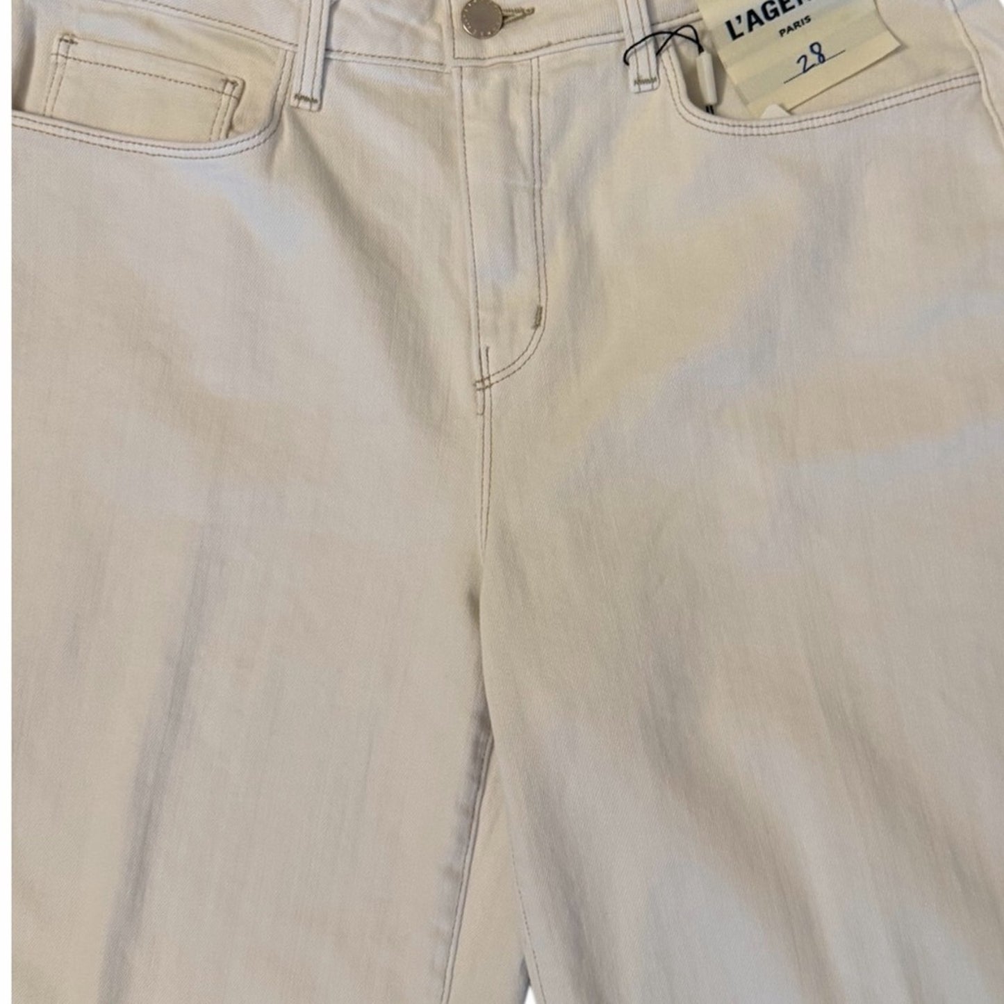 L’AGENCE Alicent Wide Leg Jeans Macadamia NWT Size 28 Quiet Luxury
